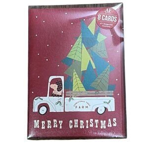 Merry Christmas Tree Farm Greeting Cards 8 Envelopes Blank Inside New